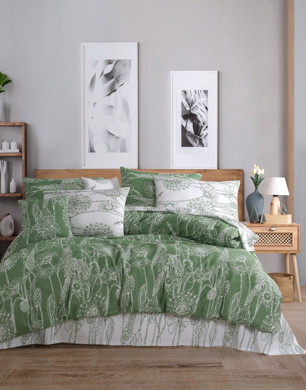 Lenjerie de pat pentru o persoana, Lara - Green, Pearl Home, Bumbac Ranforce