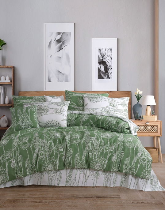Lenjerie de pat pentru o persoana, Lara - Green, Pearl Home, Bumbac Ranforce