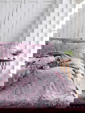 Lenjerie de pat dubla, Chicory - Pink, Türkiz, Bumbac Ranforce
