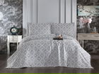Set cuvertura de pat dubla 3 piese, Merlin - Grey, Whitney, Tesatura Chenille
