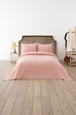 Cuvertura matlasata dubla, Waffle - Powder, DC Home, 70% bumbac/30% poliester