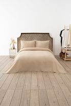 Cuvertura matlasata dubla, Waffle - Beige, DC Home, 70% bumbac/30% poliester