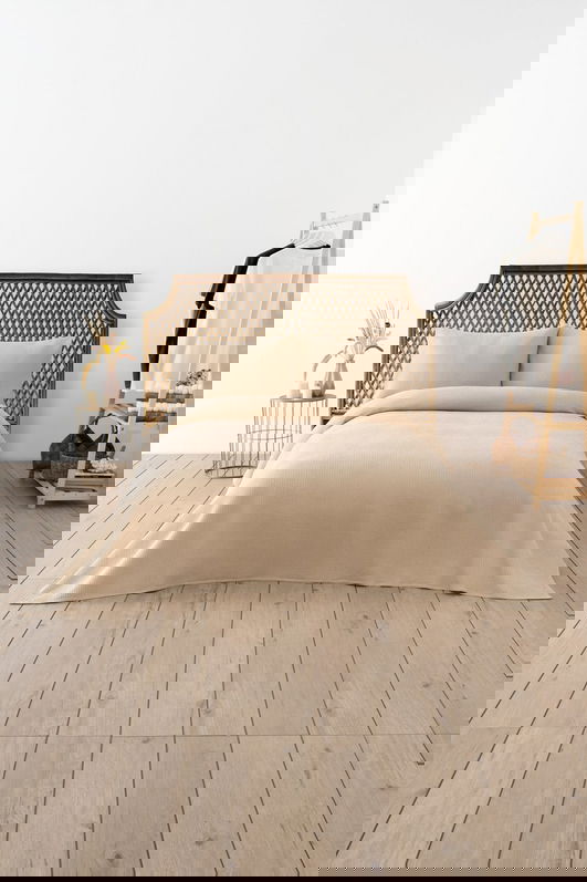 Cuvertura matlasata dubla, Waffle - Beige, DC Home, 70% bumbac/30% poliester