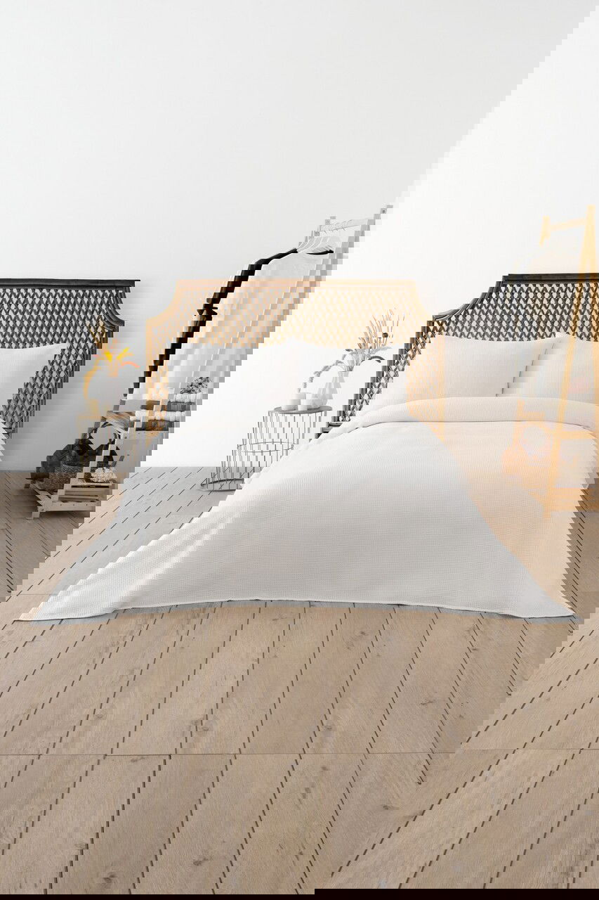 Cuvertura matlasata dubla, Waffle - White, DC Home, 70% bumbac/30% poliester