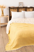 Cuvertura matlasata dubla, Muslin - Yellow v2, DC Home, Bumbac