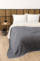 Cuvertura matlasata dubla, Muslin - Anthracite, DC Home, Bumbac