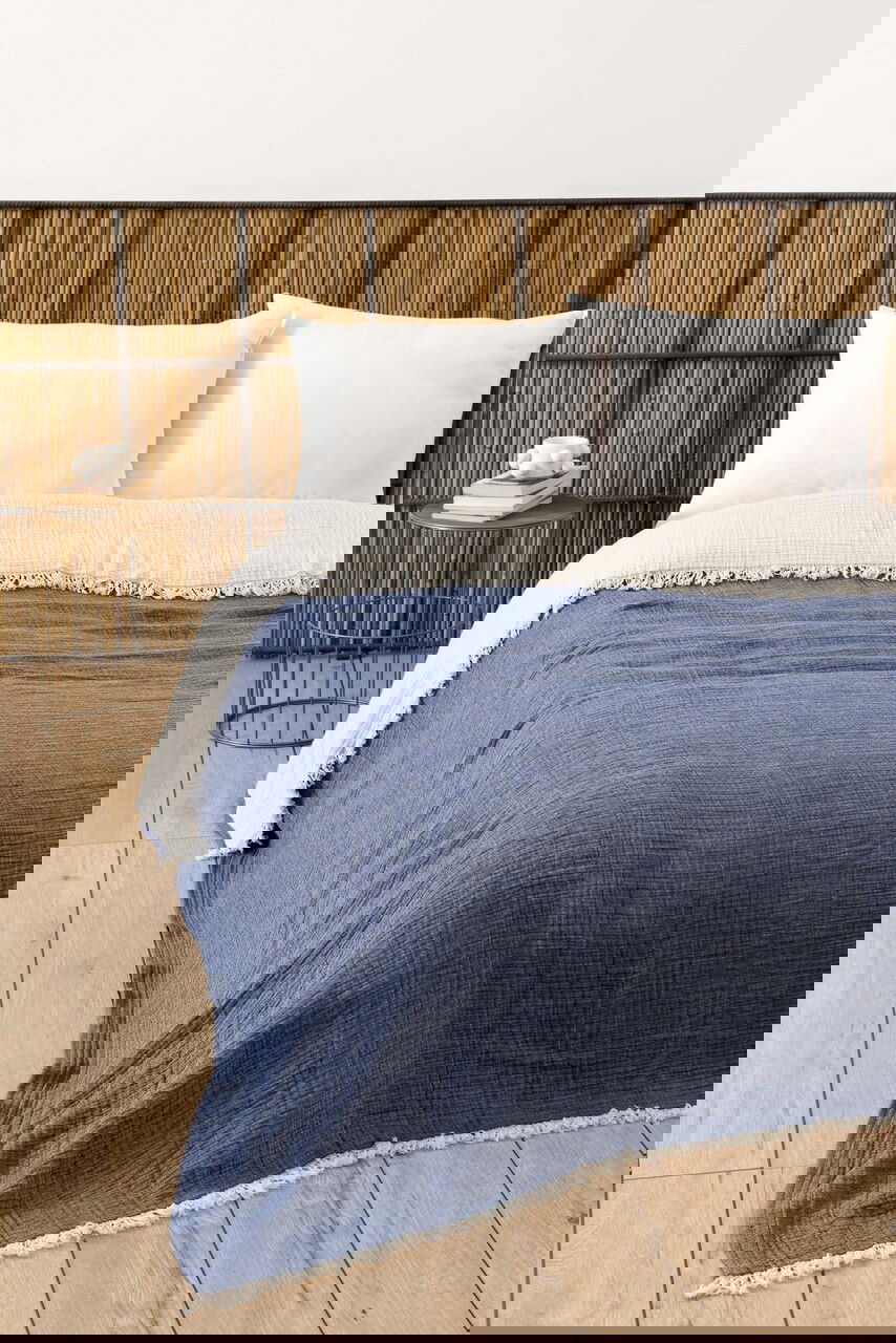 Cuvertura matlasata dubla, Muslin - Navy Blue v2, DC Home, Bumbac