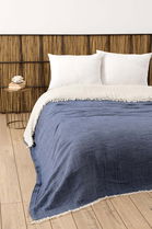 Cuvertura matlasata dubla, Muslin - Navy Blue v2, DC Home, Bumbac