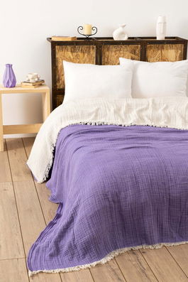 Cuvertura matlasata dubla, Muslin - Damson, DC Home, Bumbac