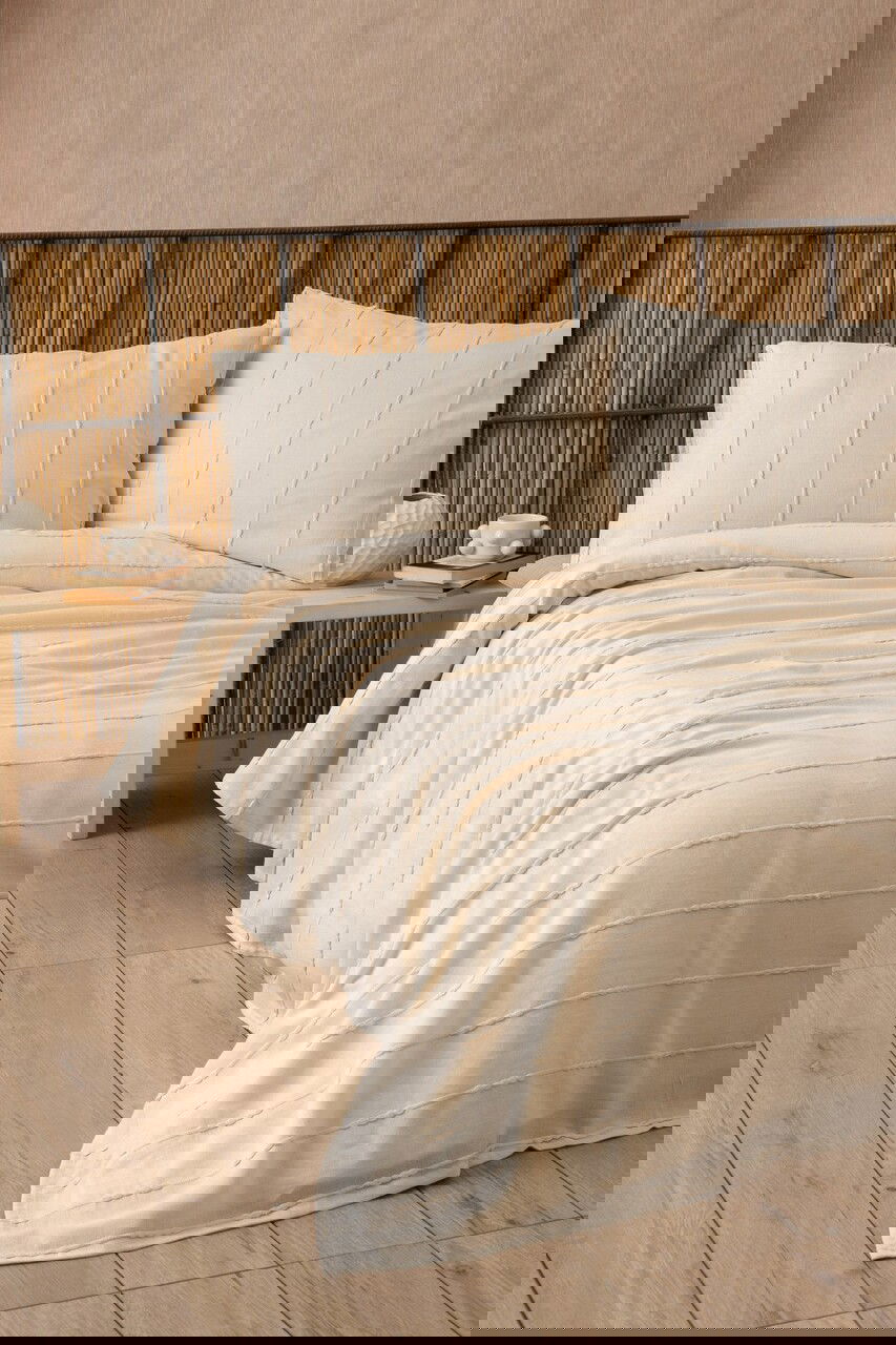 Set cuvertura pique dubla, Sedef - Natural, DC Home, Bumbac