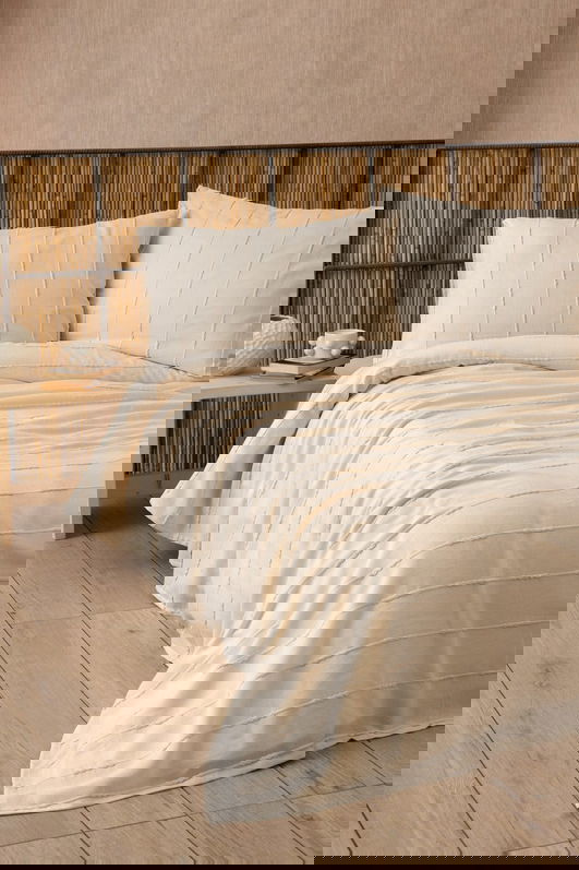 Set cuvertura pique dubla, Sedef - Natural, DC Home, Bumbac