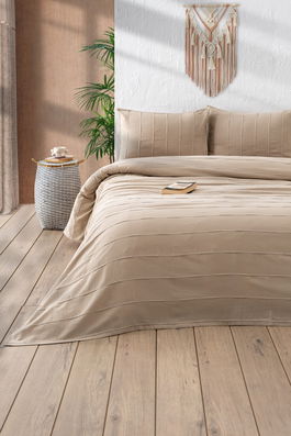 Set cuvertura pique dubla, Sedef - Beige, DC Home, Bumbac