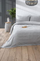 Set cuvertura pique dubla, Sedef - Grey, DC Home, Bumbac