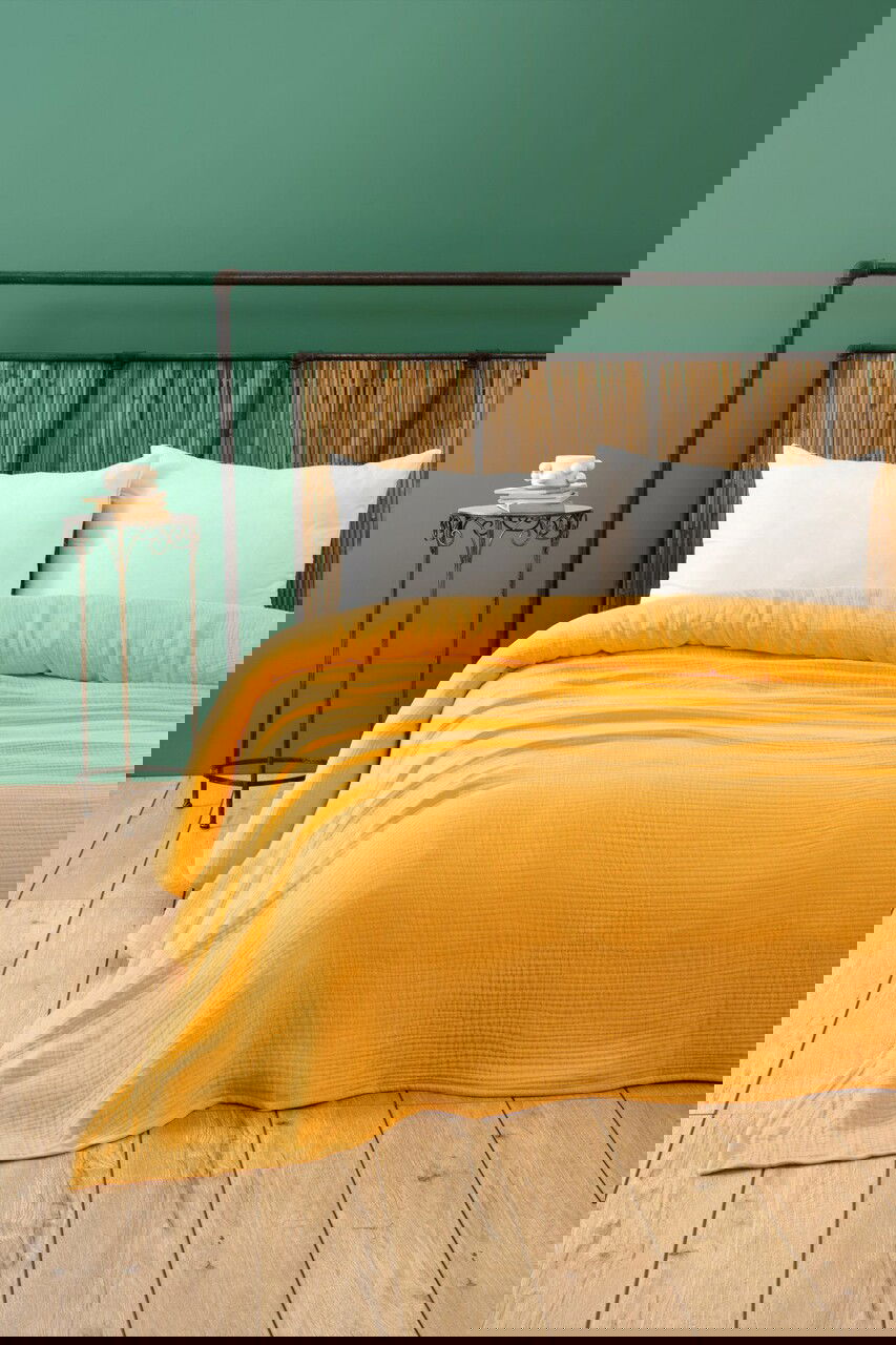 Cuvertura matlasata dubla, Muslin - Yellow (220 x 250), DC Home, Bumbac