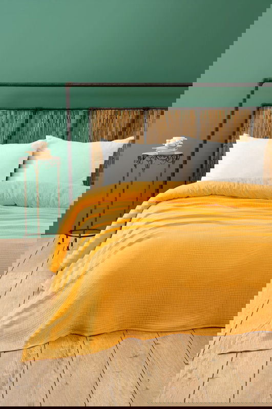 Cuvertura matlasata dubla, Muslin - Yellow (220 x 250), DC Home, Bumbac