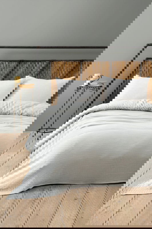 Cuvertura matlasata dubla, Muslin - Grey (220 x 250), DC Home, Bumbac