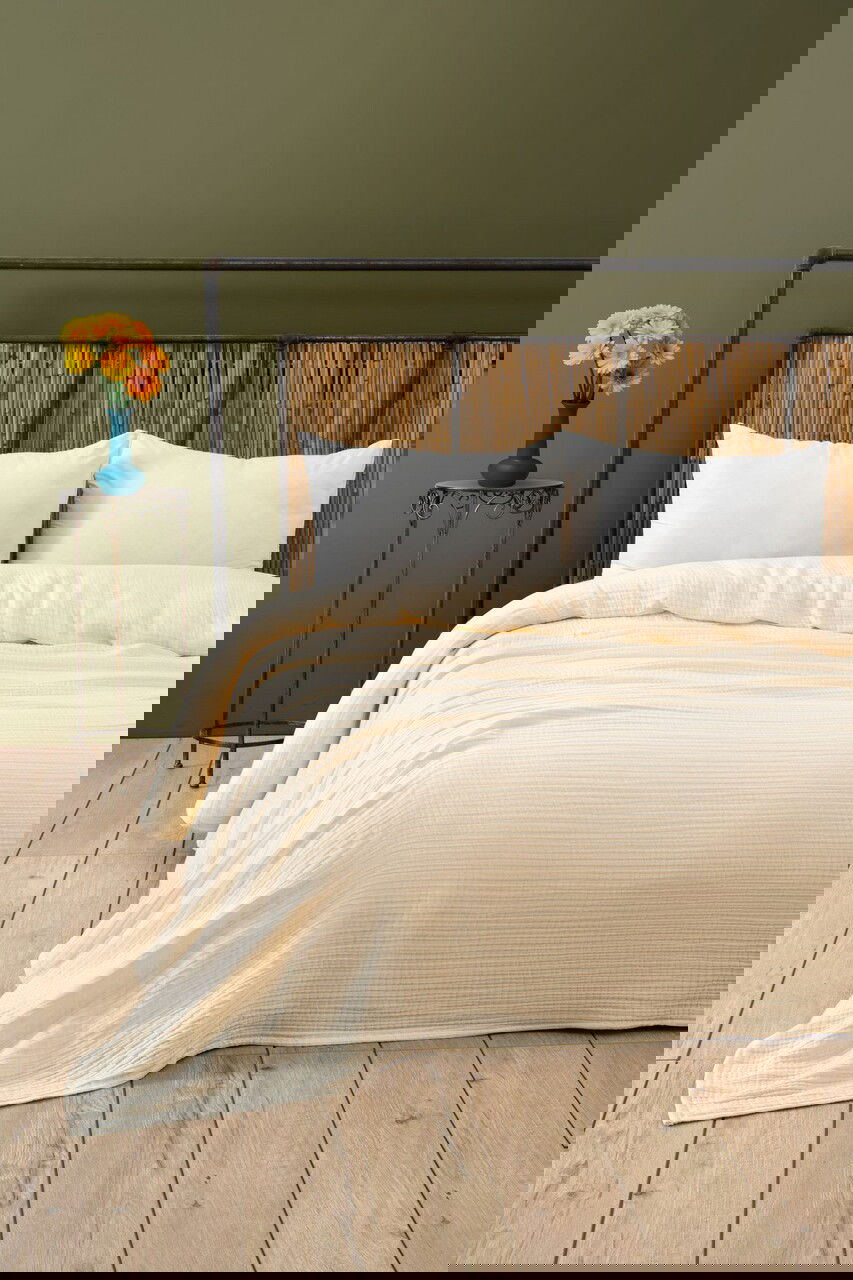 Cuvertura matlasata dubla, Muslin - Ecru (220 x 250), DC Home, Bumbac