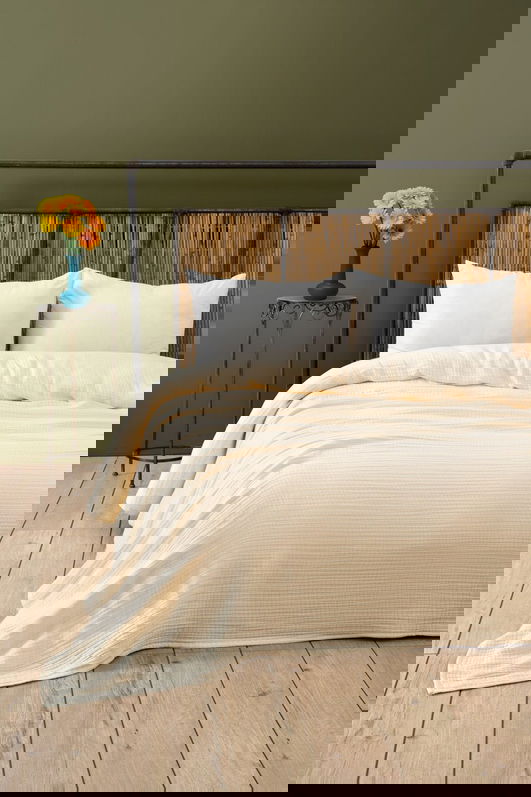 Cuvertura matlasata dubla, Muslin - Ecru (220 x 250), DC Home, Bumbac
