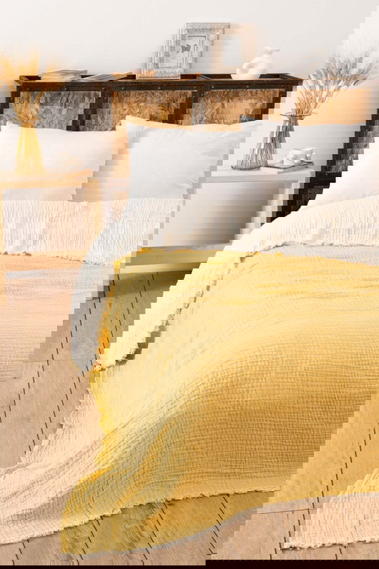 Cuvertura matlasata dubla, Muslin - Yellow (170 x 250) v2, DC Home, Bumbac