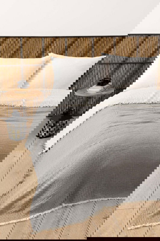 Cuvertura matlasata dubla, Muslin - Grey (170 x 250) v2, DC Home, Bumbac