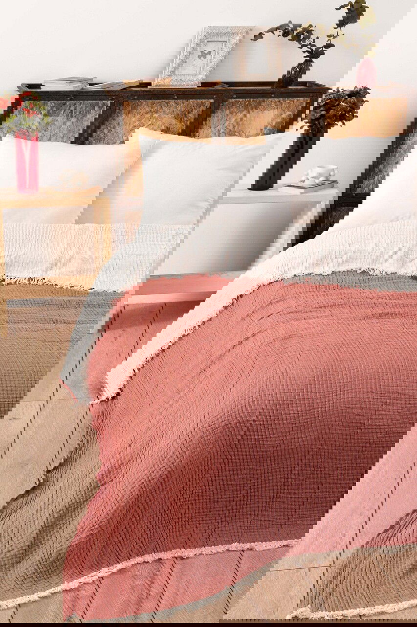 Cuvertura matlasata dubla, Muslin - Tile Red (170 x 250) v2, DC Home, Bumbac