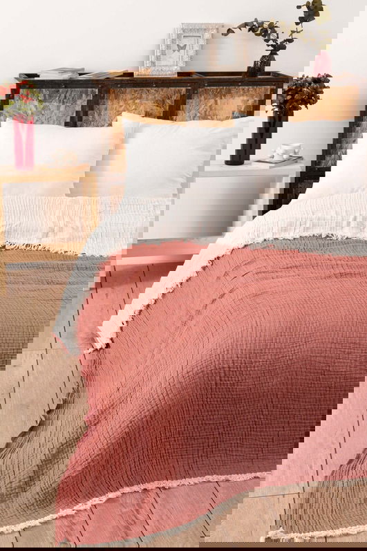 Cuvertura matlasata dubla, Muslin - Tile Red (170 x 250) v2, DC Home, Bumbac