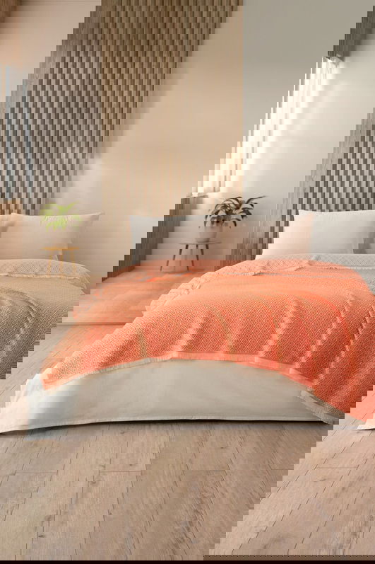 Cuvertura matlasata dubla, Diamonds - Orange, DC Home, Bumbac