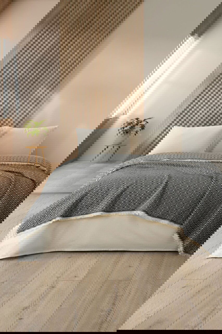 Cuvertura matlasata dubla, Diamonds - Black, DC Home, Bumbac