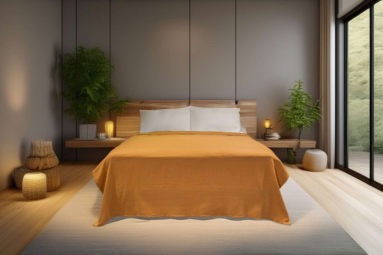 Cuvertura pique Single, Hasır - Caramel, ICF Bedroom, Bumbac