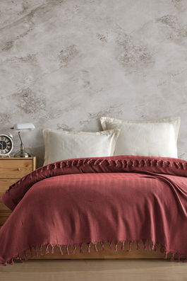 Cuvertura matlasata dubla, Berlino - Tile Red, Viaden, Bumbac reciclat
