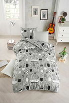 Lenjerie de pat pentru o persoana, Cactus Fitted, Tabu Home, 65% bumbac/35% poliester
