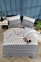 Lenjerie de pat pentru o persoana, Geometric Fitted, Tabu Home, 65% bumbac/35% poliester