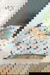Lenjerie de pat pentru o persoana, Puantiye Fitted, Tabu Home, 65% bumbac/35% poliester