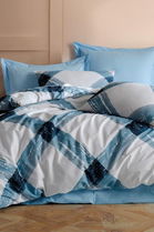 Lenjerie de pat dubla, Andri - Blue, Dowry World, 65% bumbac/35% poliester