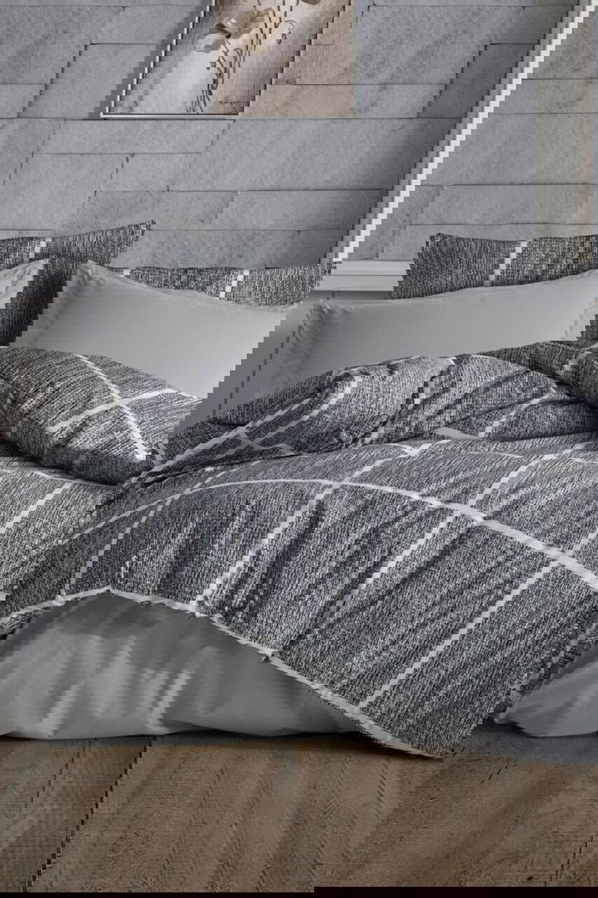 Lenjerie de pat dubla, Rian - Grey, Dowry World, 65% bumbac/35% poliester