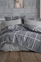 Lenjerie de pat dubla, Rian - Grey, Dowry World, 65% bumbac/35% poliester