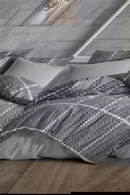 Lenjerie de pat dubla, Rian - Grey, Dowry World, 65% bumbac/35% poliester