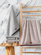 Set prosoape, Cotton Box, Nature, Bumbac/Poliester , Negru / Roșu Claret