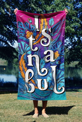 Prosop de plaja, Astacura, Beautiful Istanbul 70, 70x130 cm, 70% poliester/30% poliamida, Multicolor