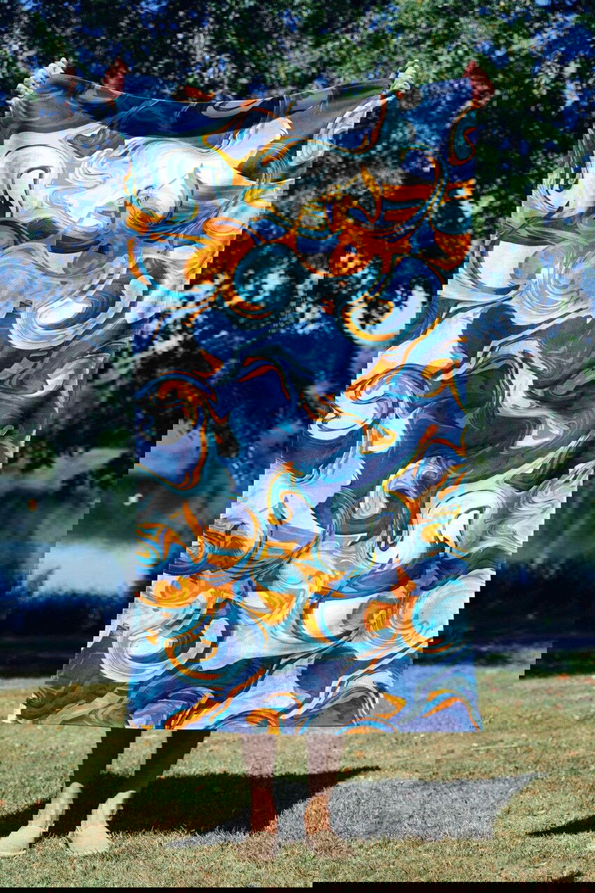 Prosop de plaja, Astacura, Liquid Marble 70, 70x130 cm, 70% poliester/30% poliamida, Multicolor