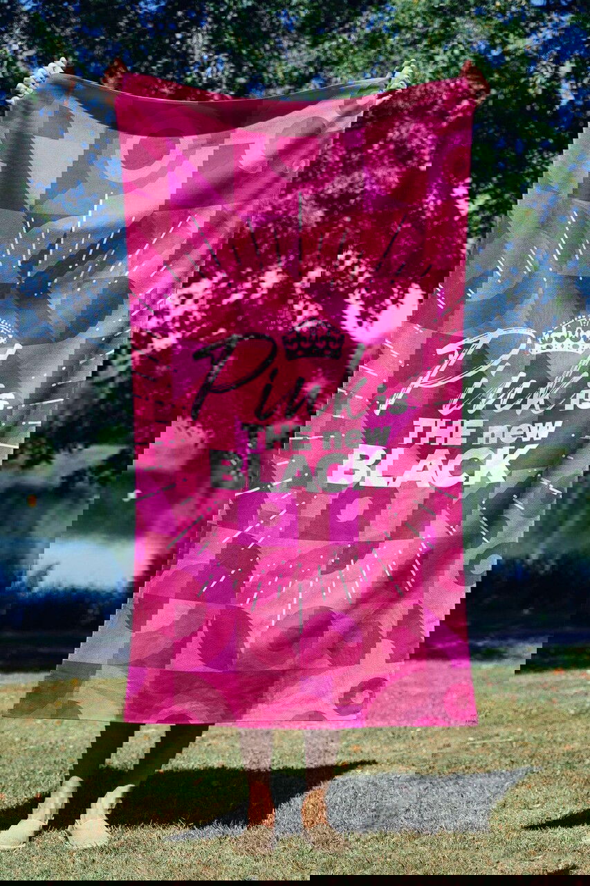 Prosop de plaja, Astacura, Pink is The New Black 70, 70x130 cm, 70% poliester/30% poliamida, Multicolor