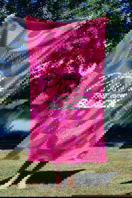 Prosop de plaja, Astacura, Pink is The New Black 70, 70x130 cm, 70% poliester/30% poliamida, Multicolor