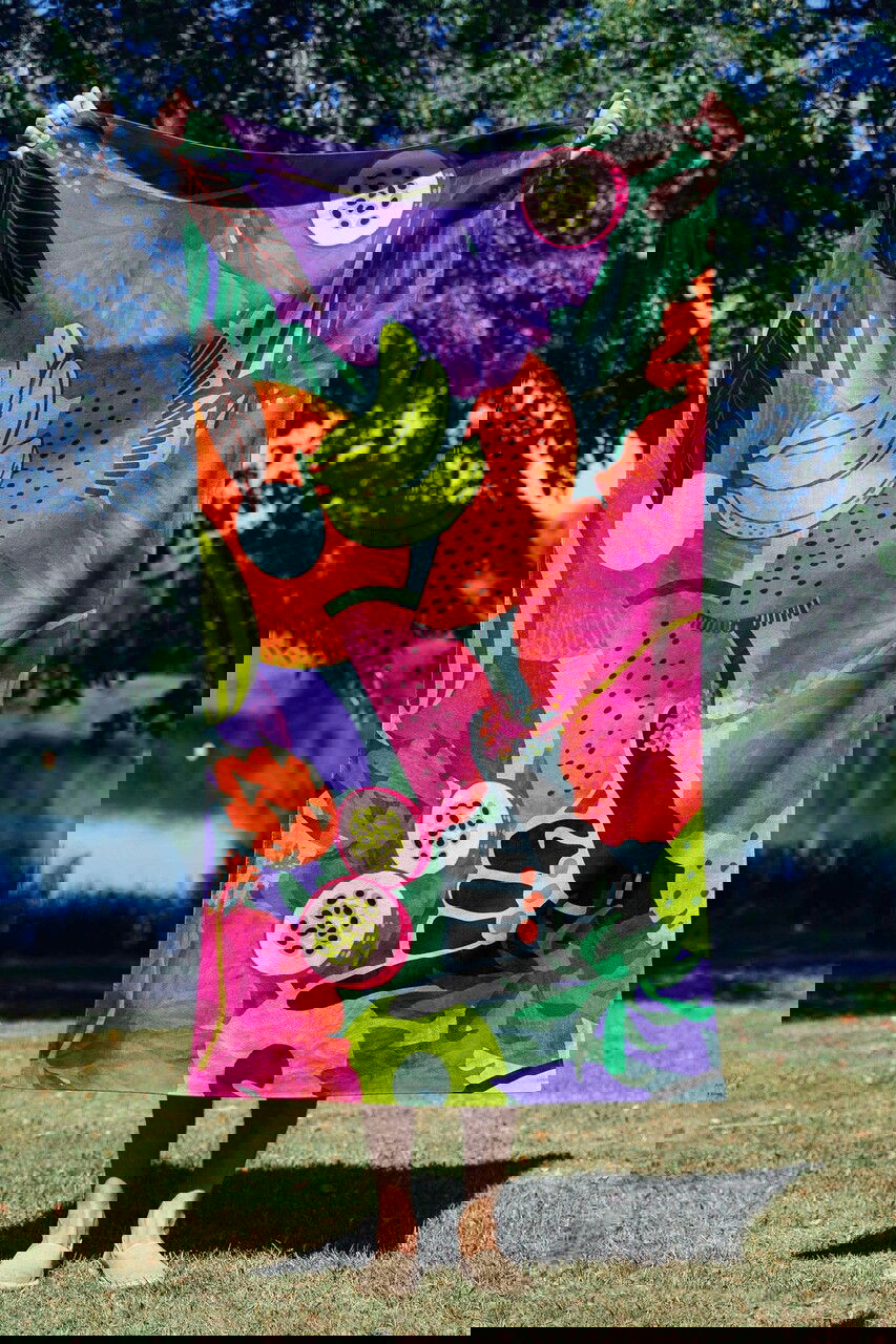 Prosop de plaja, Astacura, Tropical Vibes 90, 90x150 cm, 70% poliester/30% poliamida, Multicolor