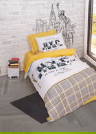 Lenjerie de pat pentru o persoana Young, Worldwide - Mustard, Cotton Box, Bumbac Ranforce