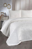 Set cuvertura de pat dubla 3 piese, Slayka - Cream, Dowry World, Bumbac