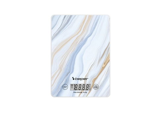 Cantar digital de bucatarie Beper, 15x21.5x1.5 cm, sticla, multicolor