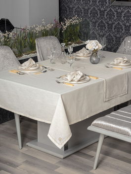 Set fete de masa 8 piese, Pera - Ecru, Cotton Box, 90% POLIESTER/10% BUMBAC