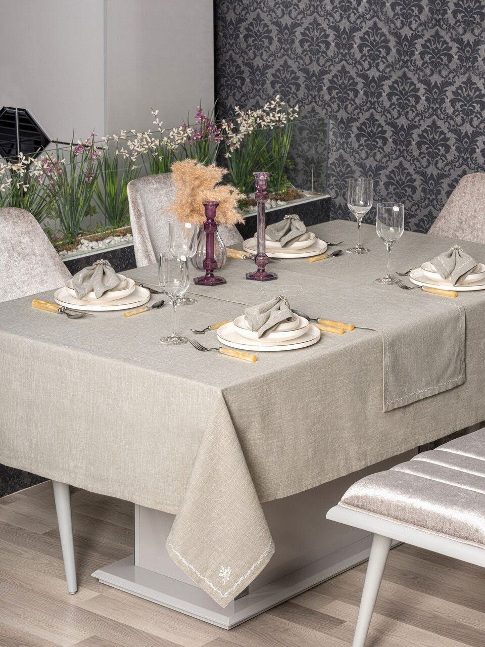 Set fete de masa 8 piese, Pera - Soil, Cotton Box, 90% POLIESTER/10% BUMBAC