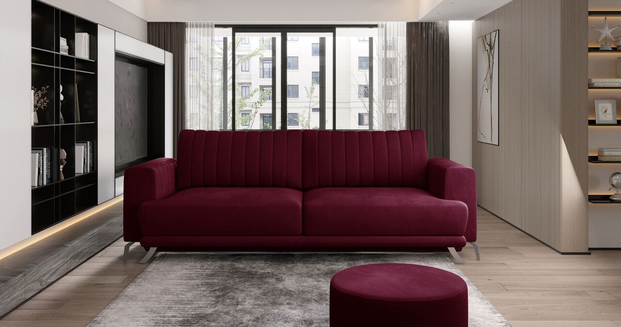 Canapea extensibila 4 locuri ELTAP, SO-ELI-25VE, Elise, 250x95x90 cm, lemn/poliester, rosu