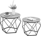 Set 2 masute de cafea, Vasagle, Vintage Flair, blat detasabil, 50x40 cm/40x36 cm, PAL/otel, gri/negru